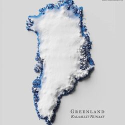 Mapa de relieve de Groenlandia, por Miguel Valenzuela (2021)