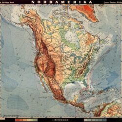 Mapa físico de Norteamérica y Centroamérica (1950)