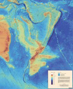 Mapa batimétrico de Zealandia (2020)