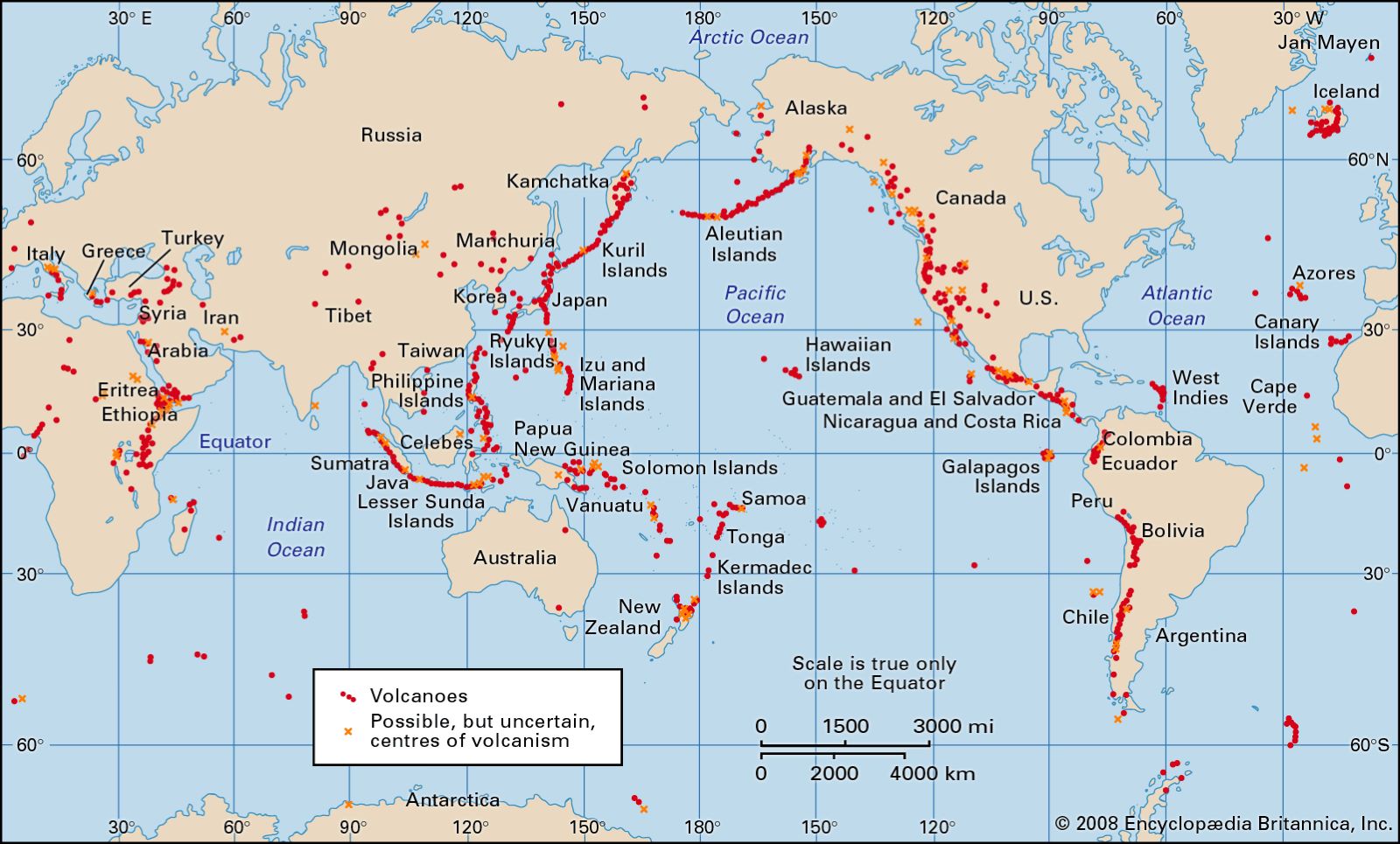 Volcanes activos en los últimos 10.000 años