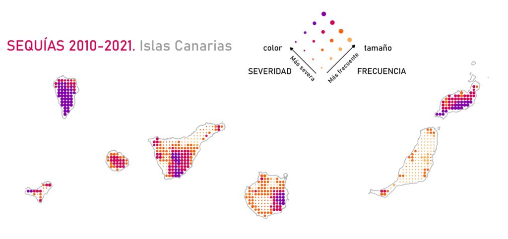Mapa de sequías en las Islas Canarias (2010 - 2021)