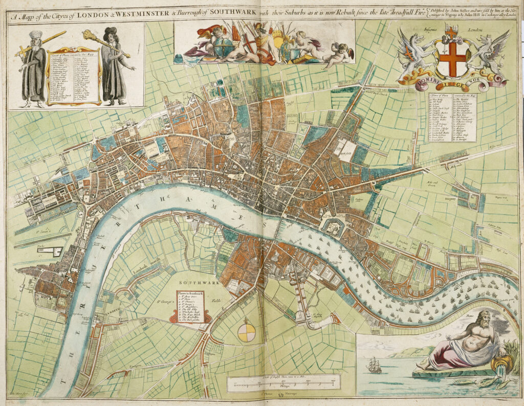 Londres, Westminster y Southwark tras el incendio de 1666 (1680)
