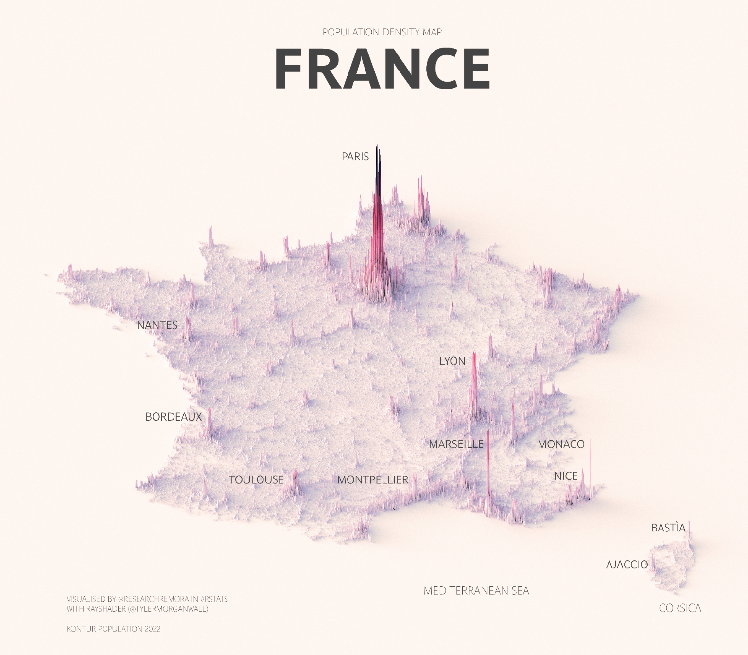 Densidad de población de Francia (2022)