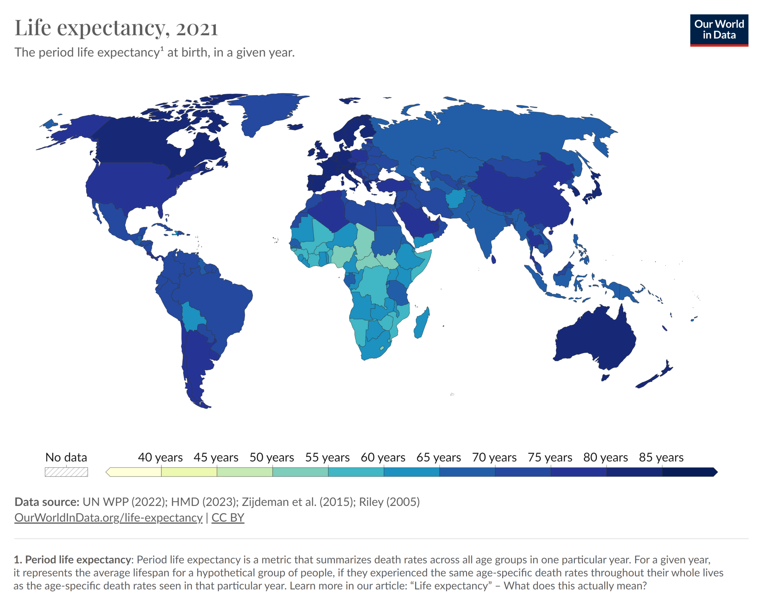 Life expectancy worldwide (2021)