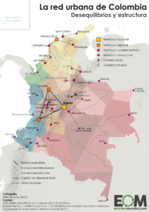 Mapa de la red urbana de Colombia (2022)