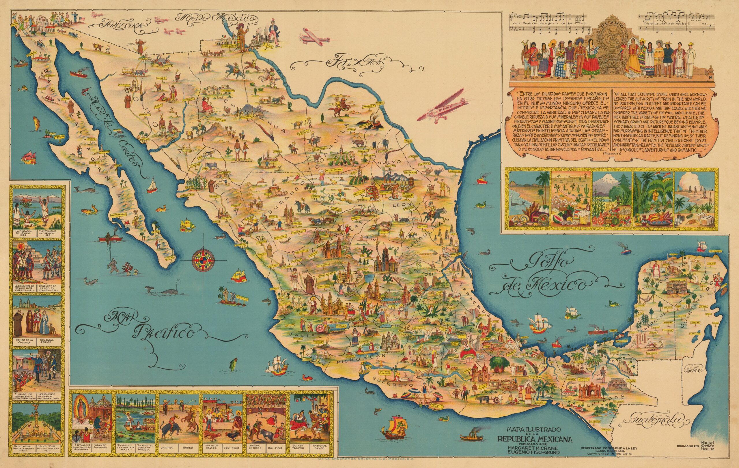 Mapa ilustrado de la República Mexicana (1930)