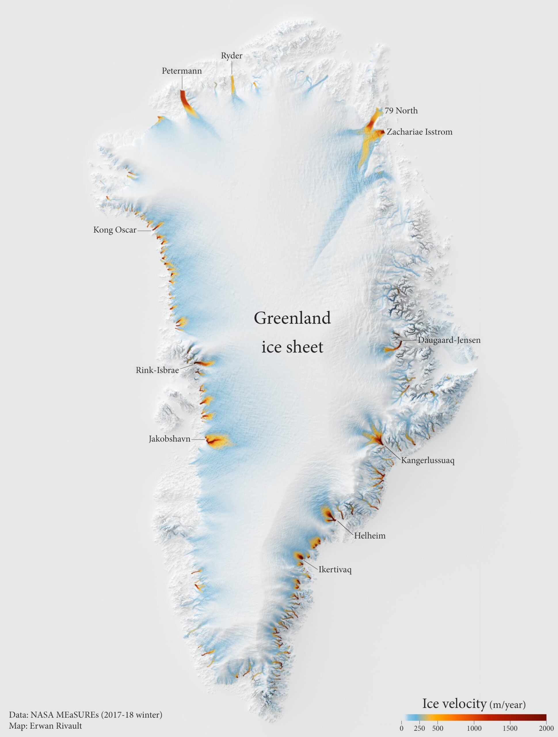 La velocidad del hielo en Groenlandia (2023)
