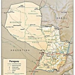 Mapa físico y político de Paraguay (1998)