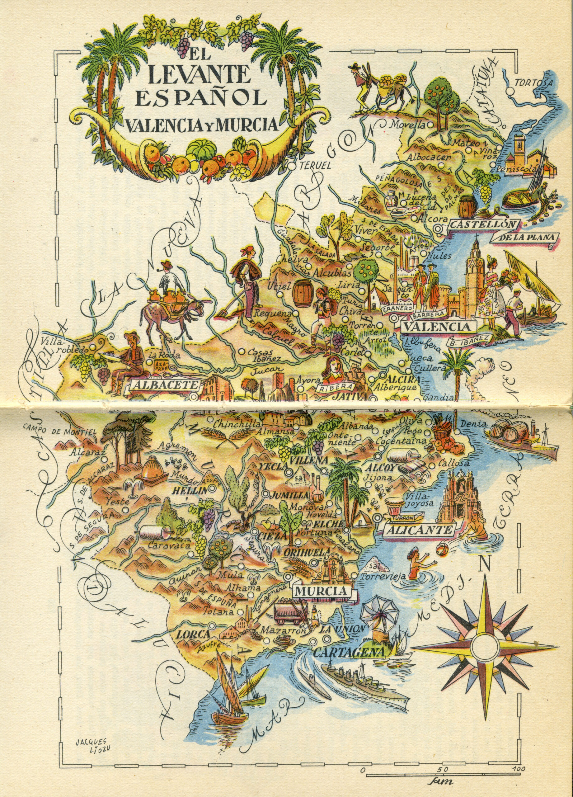 Mapa turístico del Levante Español (1953)