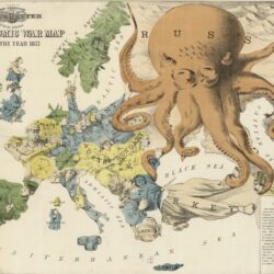 Mapa satírico de la guerra en Europa (1877)