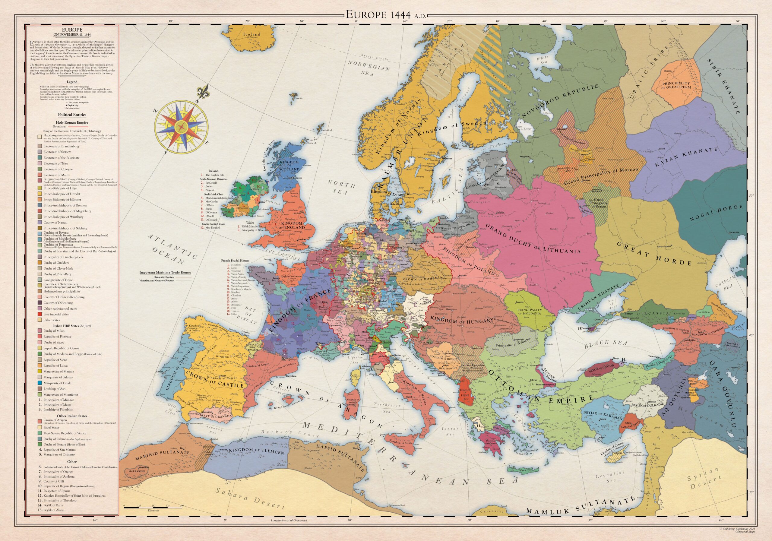 Mapa histórico de Europa (1444)