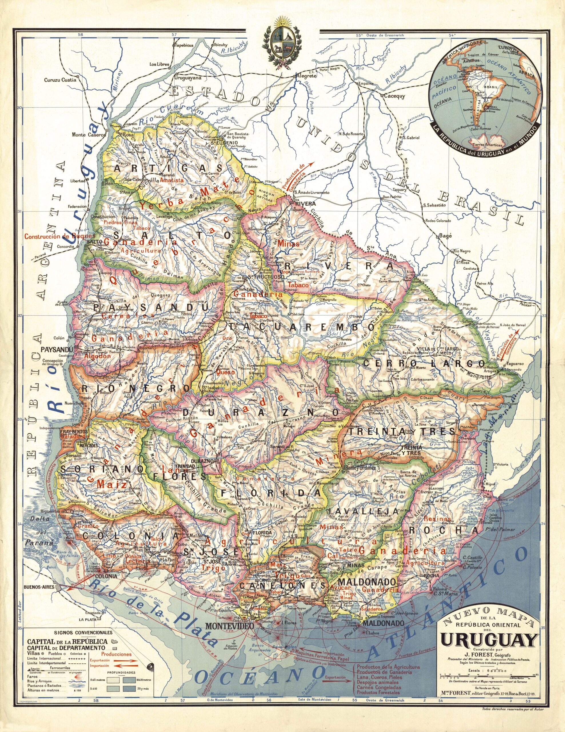 Mapa de la República Oriental del Uruguay (1920)