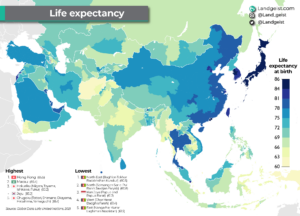 Life expectancy in Asia (2023)