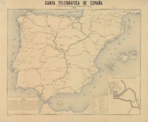 Map of the telegraph network in Spain