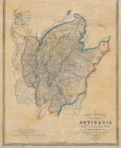 Mapa del estado de Antioquia, Colombia (1864)