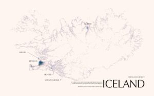 Densidad de población de Islandia (2023)