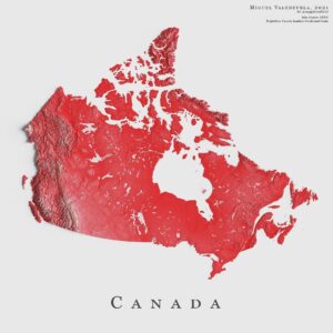 Relief map of Canada, by Miguel Valenzuela (2021)