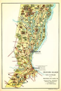 Mapa ilustrado de la provincia de Santa Fe, Argentina (1933)