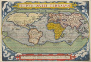 Mapamundi de Ortelius, copia a color (1572)