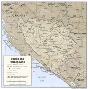 Physical and political map of Bosnia and Herzegovina (2002)