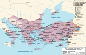 Mapa del Imperio Bizantino (1025)