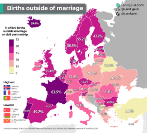 Children born out of wedlock in Europe (2023)
