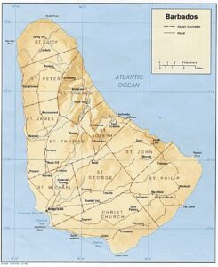 Physical and political map of Barbados (1980)