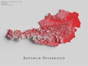 Mapa de relieve de Austria, por Miguel Valenzuela (2021)