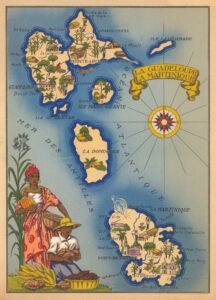 Pictorial map of Guadeloupe, Dominica and Martinique (1943)
