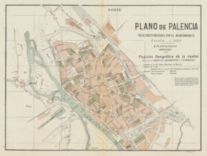 Map of Palencia, by Alberto Martín (1918)