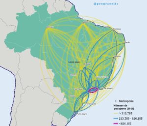 Pasajeros de avión entre ciudades de Brasil (2023)