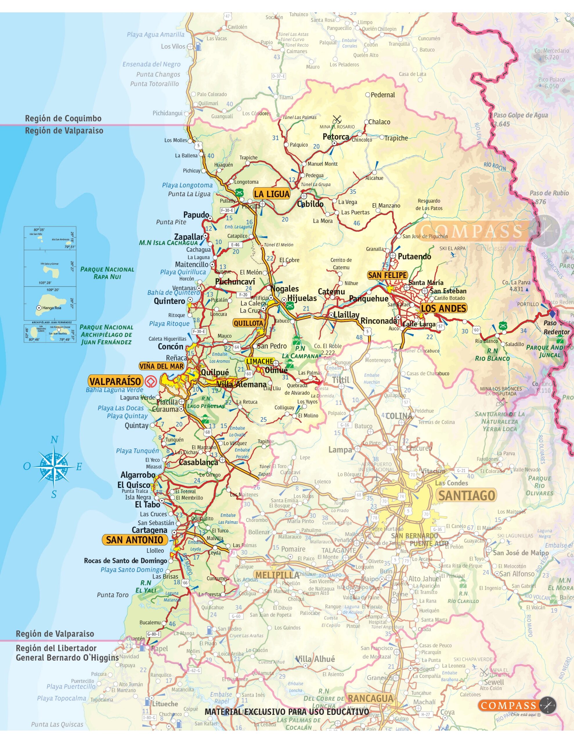 Mapa de la región de Valparaíso, Chile (2023) Mapa de la región de Valparaíso, Chile (2023)