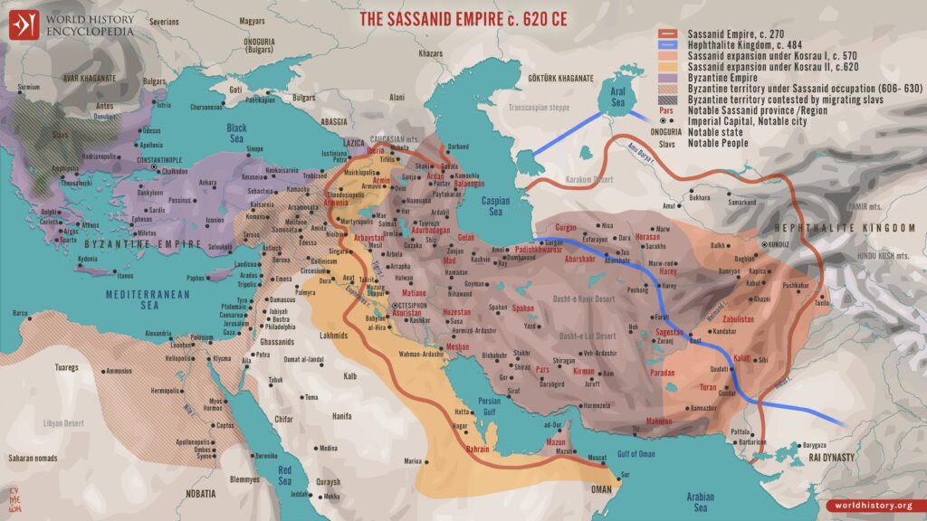Map of the Sassanid Empire (620)