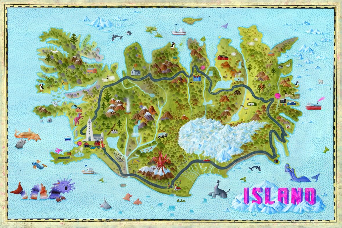 Mapa pictórico de Islandia (2018) Mapa pictórico de Islandia (2018)
