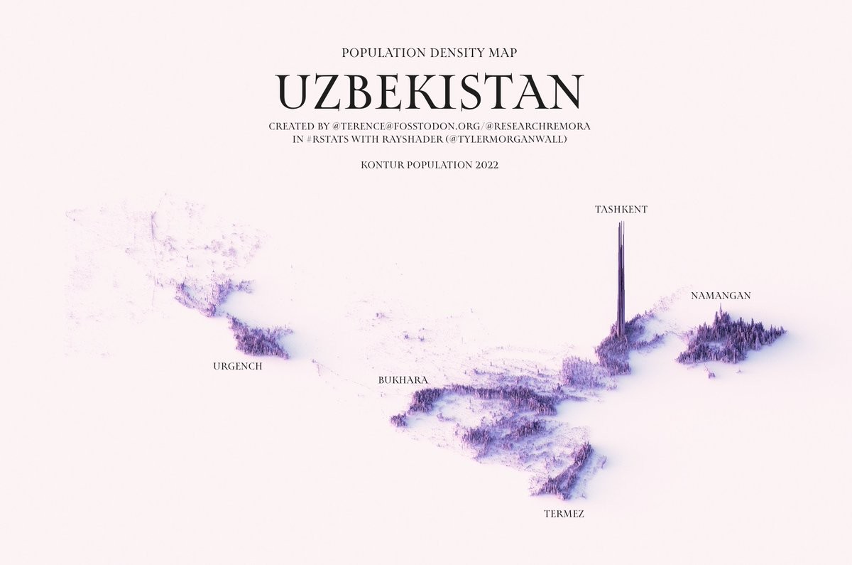 Densidad de población de Uzbekistán (2023) Densidad de población de Uzbekistán (2023)
