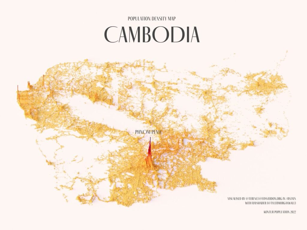 Population density of Cambodia (2023)