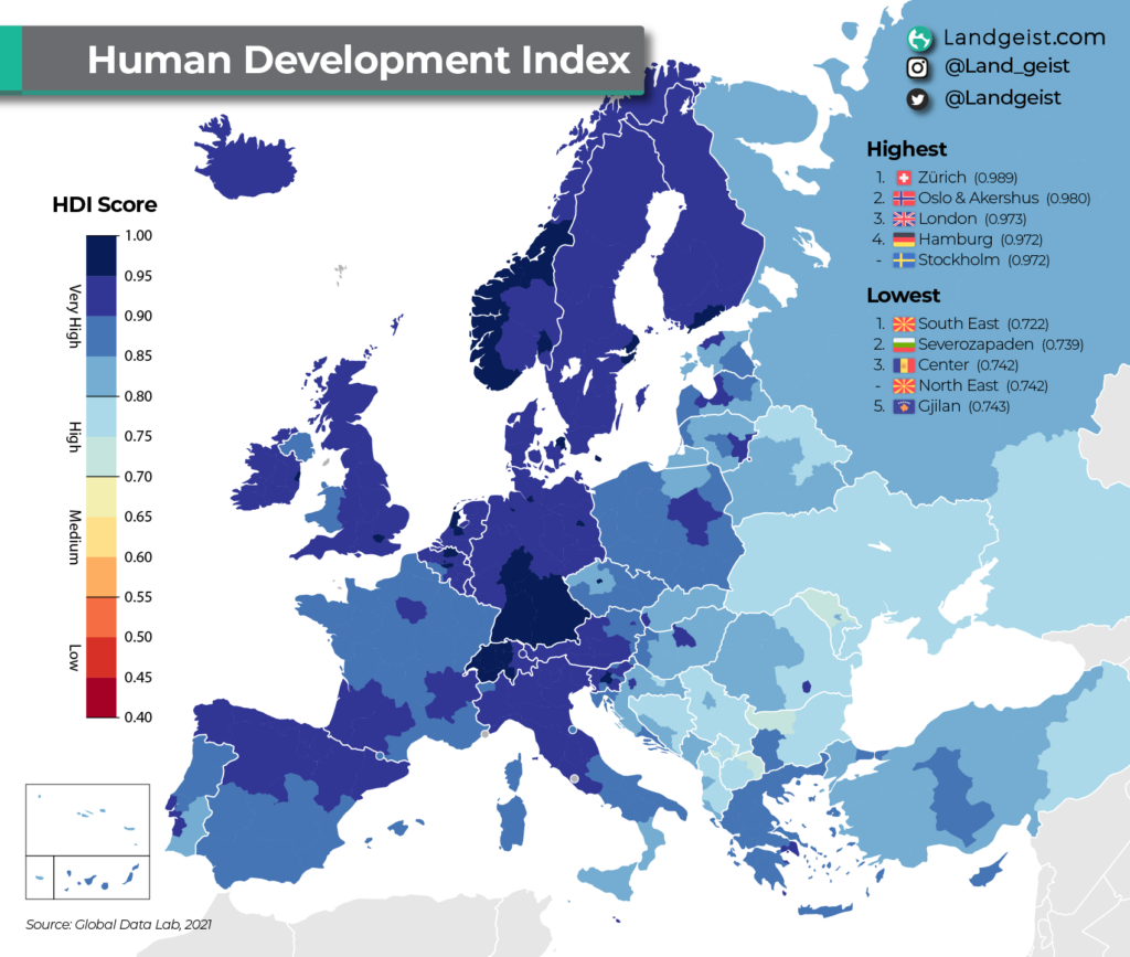 Human Development Index in Europe (2024)
