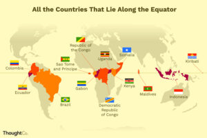 Countries crossed by the equator (2019)