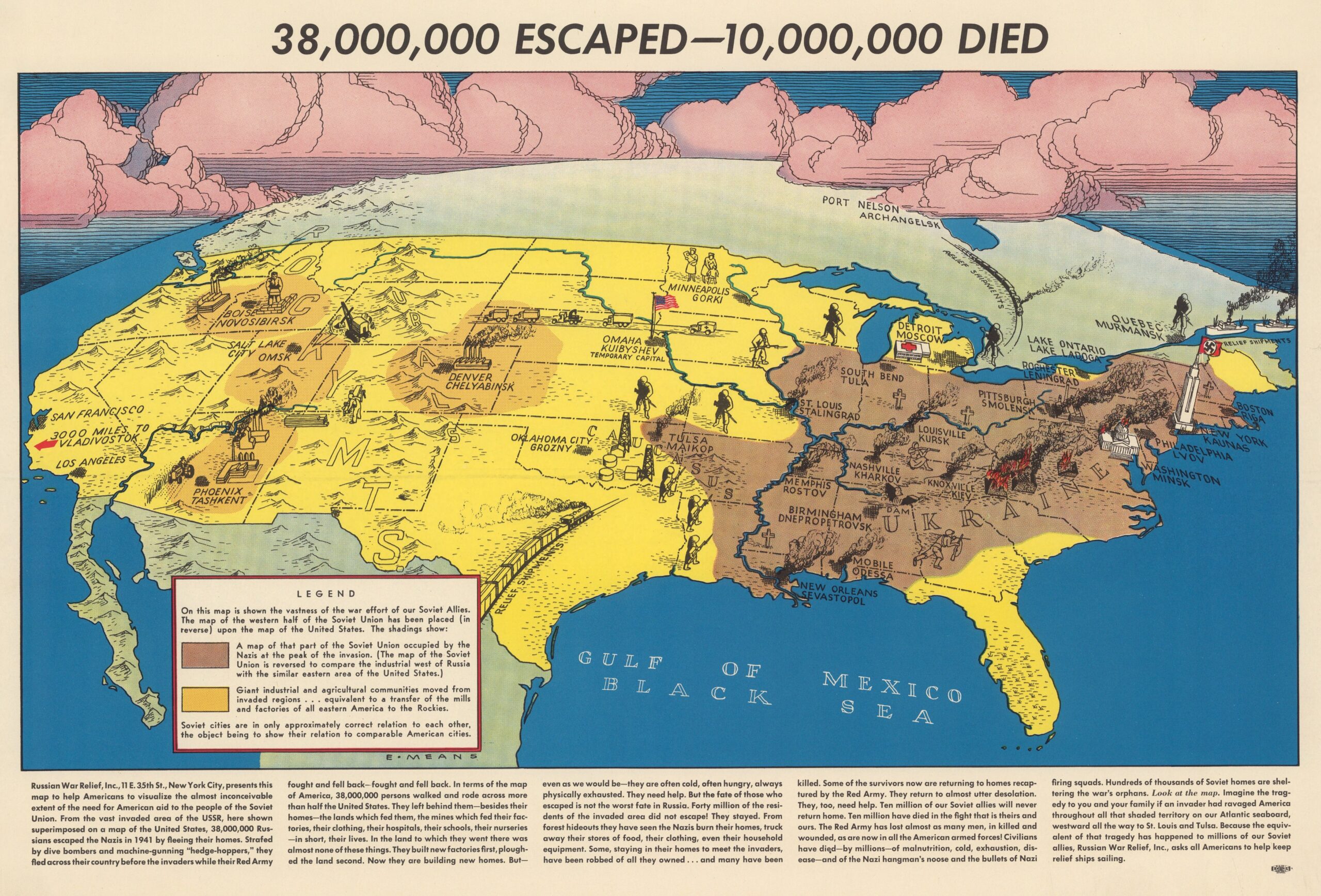 38 millones escaparon, 10 millones murieron (1943)