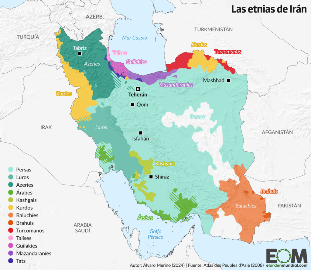 Mapa de las etnias de Irán (2024)