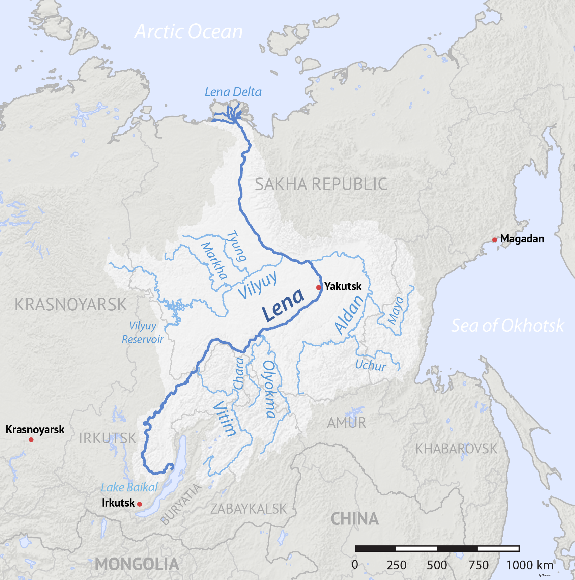 Mapa del río Lena (2017) Mapa del río Lena (2017)