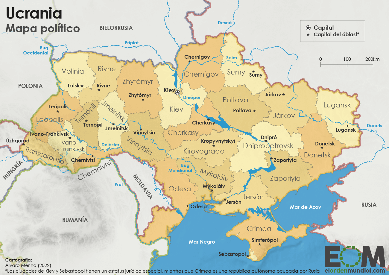 Mapa político de Ucrania (2022) Mapa político de Ucrania (2022)