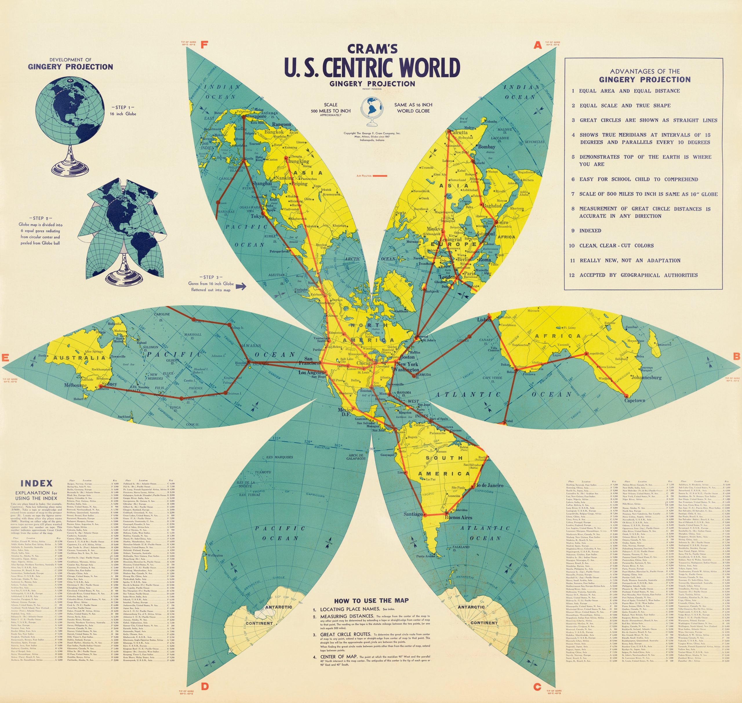 Proyección de Gingery, el mundo desde Estados Unidos (1943) Proyección de Gingery, el mundo desde Estados Unidos (1943)
